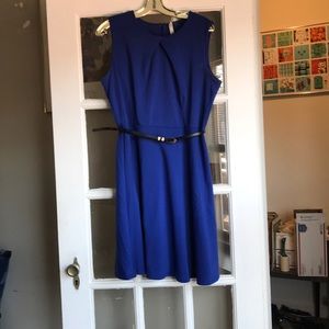 Royal blue NY Collection skater style dress w/belt